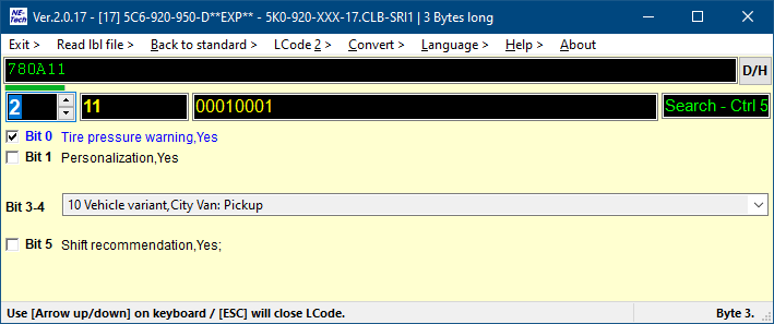 Screenshot of VCDS Experimental Coding