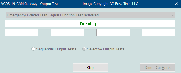 Screenshot of VCDS Selective Output Tests 3